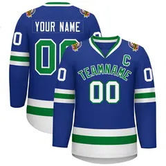 Royal Kelly Green-White Classic Style Hockey Jersey