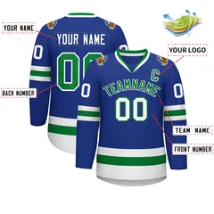 Royal Kelly Green-White Classic Style Hockey Jersey 2