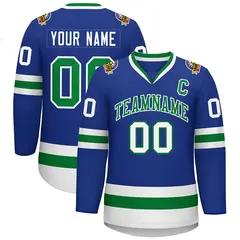 Royal Kelly Green-White Classic Style Hockey Jersey