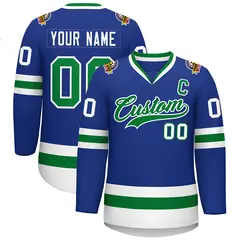 Royal Kelly Green-White Classic Style Hockey Jersey