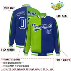 Royal Kelly Green-White Color Block Varsity Baseball Bomber Jacket 2