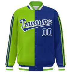 Royal Kelly Green-White Color Block Varsity Baseball Bomber Jacket 3