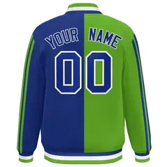 Royal Kelly Green-White Color Block Varsity Baseball Bomber Jacket 4