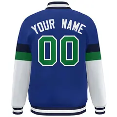 Royal Kelly Green-White Color Block Varsity Full-Snap Baseball Jacket 4