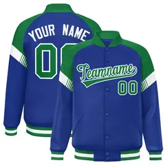 Royal Kelly Green-White Color Block Varsity Letterman Jacket 1