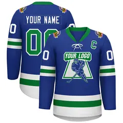 Royal Kelly Green-White Lace-Up Neck Hockey Jersey
