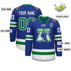 Royal Kelly Green-White Lace-Up Neck Hockey Jersey 2