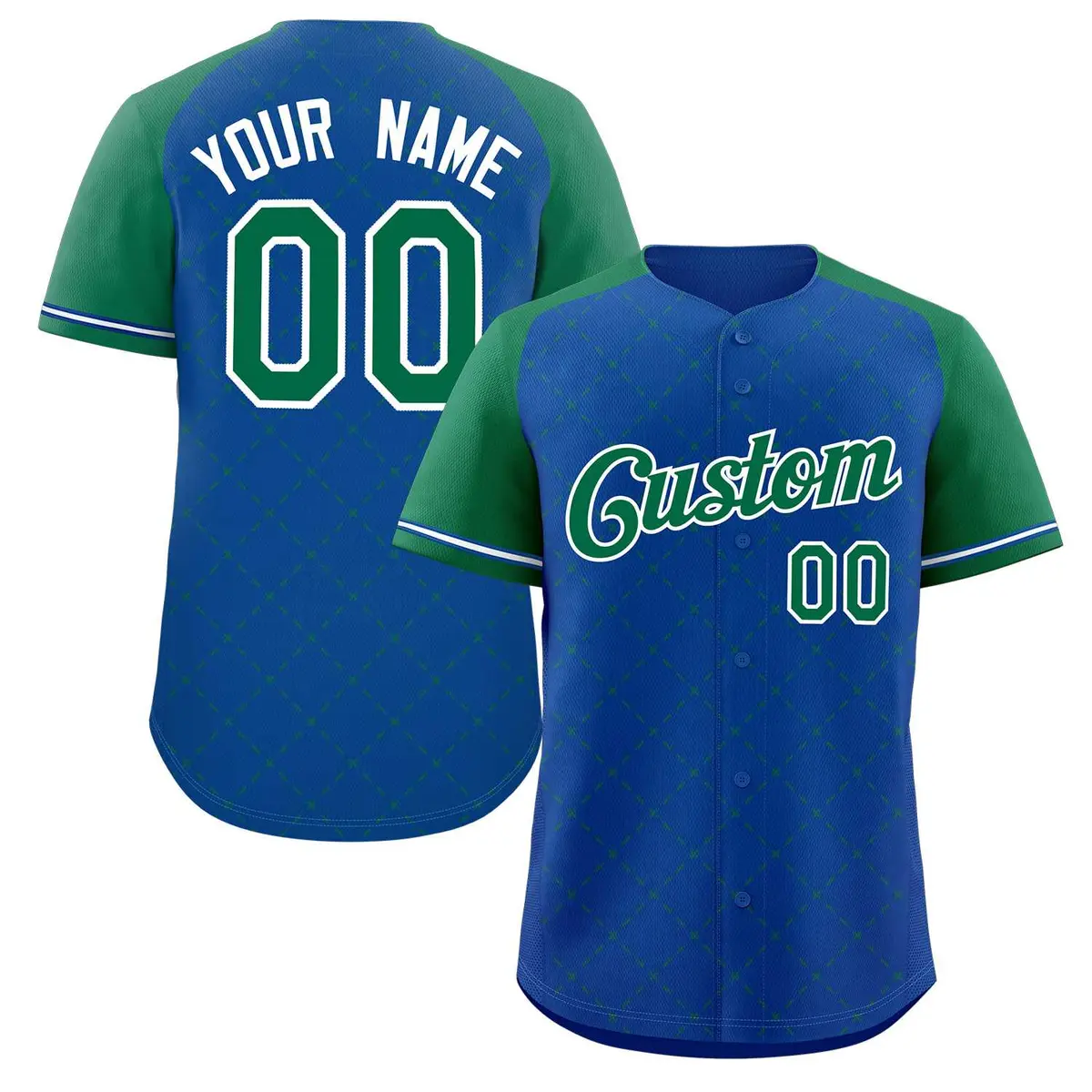 Royal Kelly Green-White Rhombus Authentic Baseball Jersey