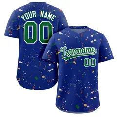Royal Kelly Green-White Splash Graffiti Baseball Jersey
