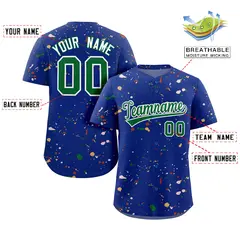 Royal Kelly Green-White Splash Graffiti Baseball Jersey 2