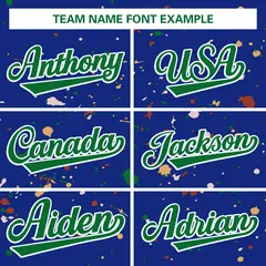 Royal Kelly Green-White Splash Graffiti Baseball Jersey 3