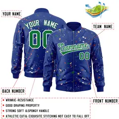 Royal Kelly Green-White Splash Graffiti Varsity Full-Zip Letterman Jacket 2