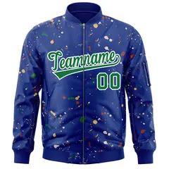 Royal Kelly Green-White Splash Graffiti Varsity Full-Zip Letterman Jacket 3