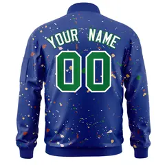 Royal Kelly Green-White Splash Graffiti Varsity Full-Zip Letterman Jacket 4
