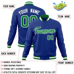Royal Kelly Green-White Varsity Full-Snap Letterman Jacket 4