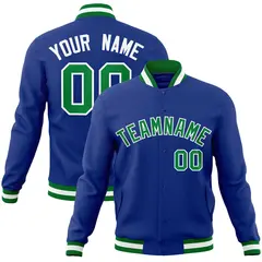 Royal Kelly Green-White Varsity Full-Snap Letterman Jacket 1