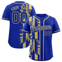 Royal Khaki Coconut Tree Split Baseball Jersey 1