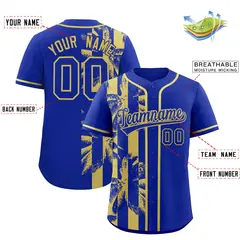 Royal Khaki Coconut Tree Split Baseball Jersey 2