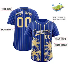 Royal Khaki Pinstripe Coconut Tree Baseball Jersey 2