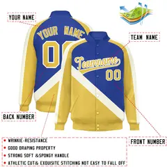 Royal Khaki Raglan Varsity Full-Snap Letterman Baseball Jacket 2