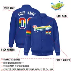 Royal LGBT Rainbow Pride Month Letterman Baseball Jacket 2
