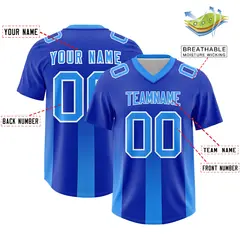 Royal Light Blue Gradient Vertical Stripe Football Jersey 2