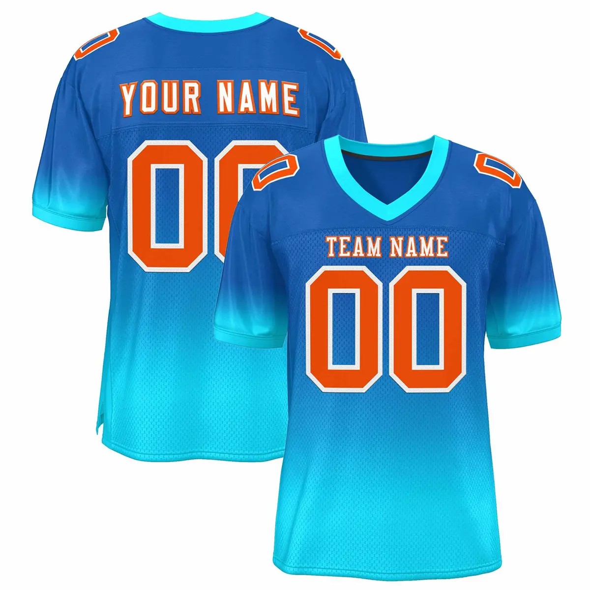 Royal Light Blue-Orange Gradient Team Football Jersey