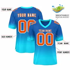 Royal Light Blue-Orange Gradient Team Football Jersey 2