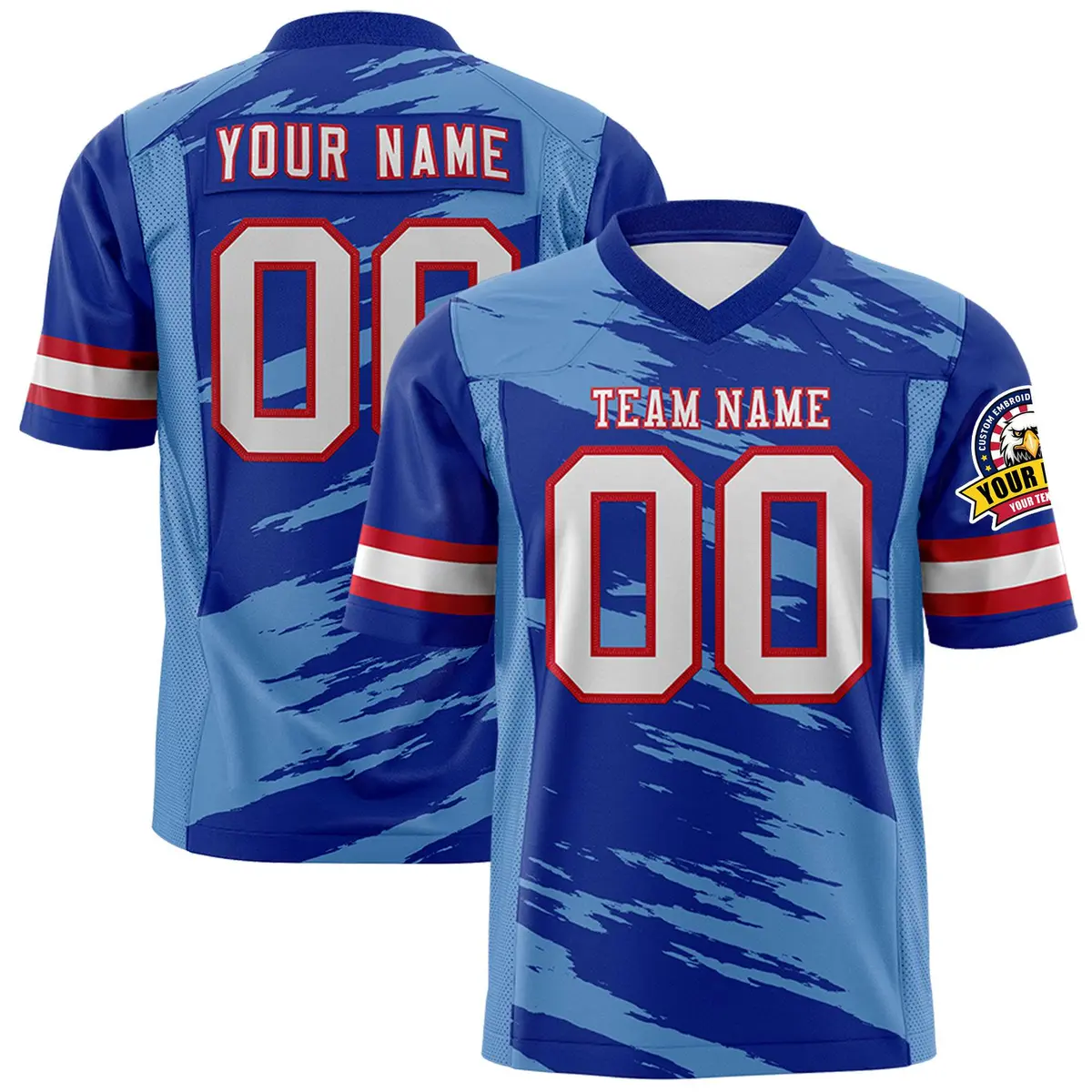 Royal Light Blue Scratch Pattern Authentic Football Jersey