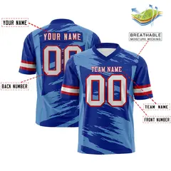 Royal Light Blue Scratch Pattern Authentic Football Jersey 2