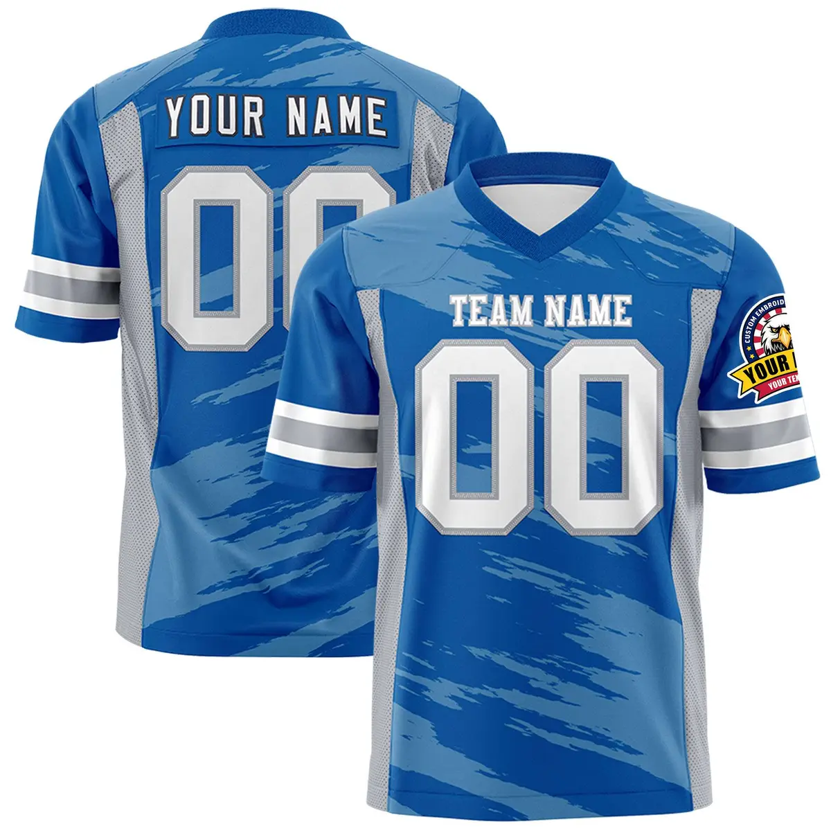 Royal Light Blue Scratch Pattern Authentic Football Jersey
