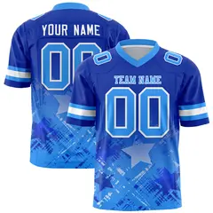 Royal Light Blue Star Gradient Flag Football Jersey