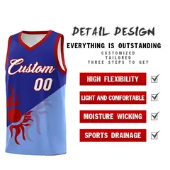 Royal Light Blue Sunburst Two Tone Uniform Basketball Jersey 3