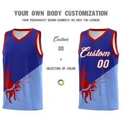 Royal Light Blue Sunburst Two Tone Uniform Basketball Jersey 4