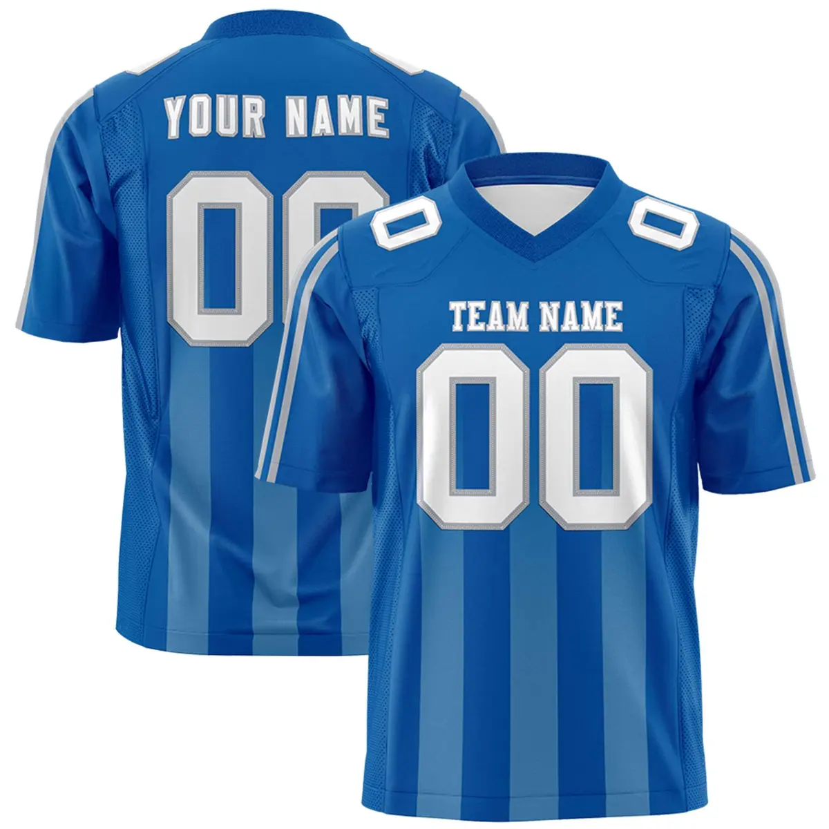 Royal Light Blue Vertical Fine Stripe Gradient Football Jersey