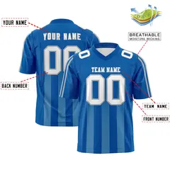 Royal Light Blue Vertical Fine Stripe Gradient Football Jersey 2