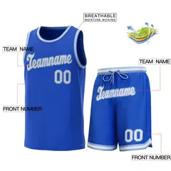 Royal Light Blue-White Classic Sets Basketball Jersey 2