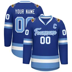 Royal Light Blue-White Classic Style Hockey Jersey