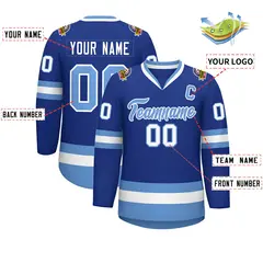 Royal Light Blue-White Classic Style Hockey Jersey 2