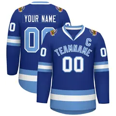 Royal Light Blue-White Classic Style Hockey Jersey 1