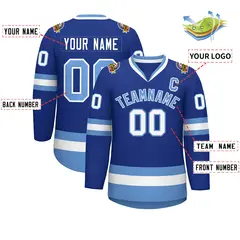 Royal Light Blue-White Classic Style Hockey Jersey 2