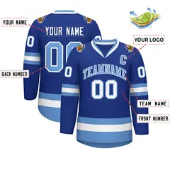 Royal Light Blue-White Classic Style Hockey Jersey 2