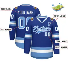 Royal Light Blue-White Classic Style Hockey Jersey 2