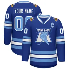 Royal Light Blue-White Classic Style Hockey Jersey 1