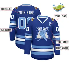 Royal Light Blue-White Classic Style Hockey Jersey 2
