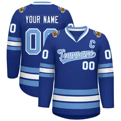 Royal Light Blue-White Classic Style Hockey Jersey 1