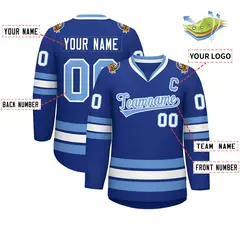 Royal Light Blue-White Classic Style Hockey Jersey 2