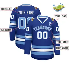 Royal Light Blue-White Classic Style Hockey Jersey 2
