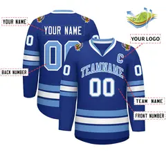 Royal Light Blue-White Classic Style Hockey Jersey 2