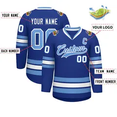 Royal Light Blue-White Classic Style Hockey Jersey 2